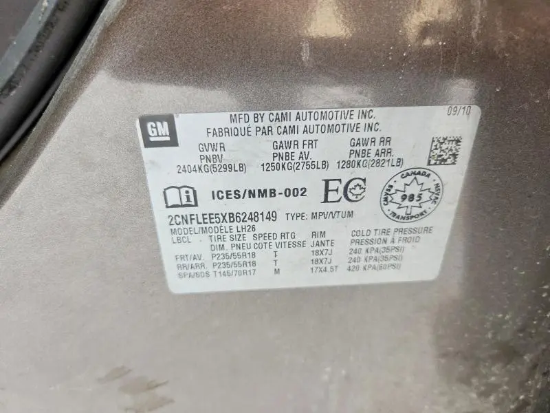 2011 CHEVROLET EQUINOX LT  