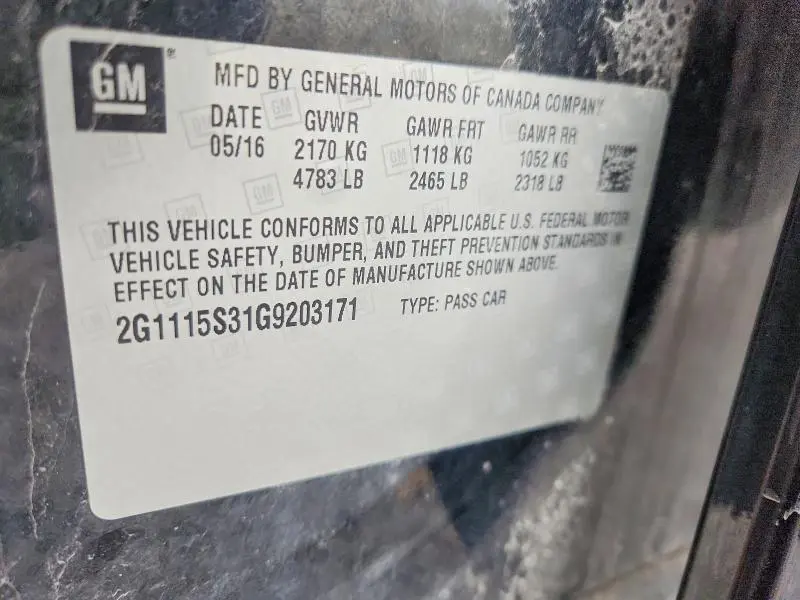 2016 CHEVROLET IMPALA LT  