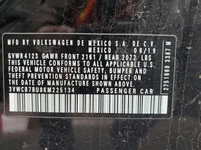 2019 VOLKSWAGEN JETTA S  