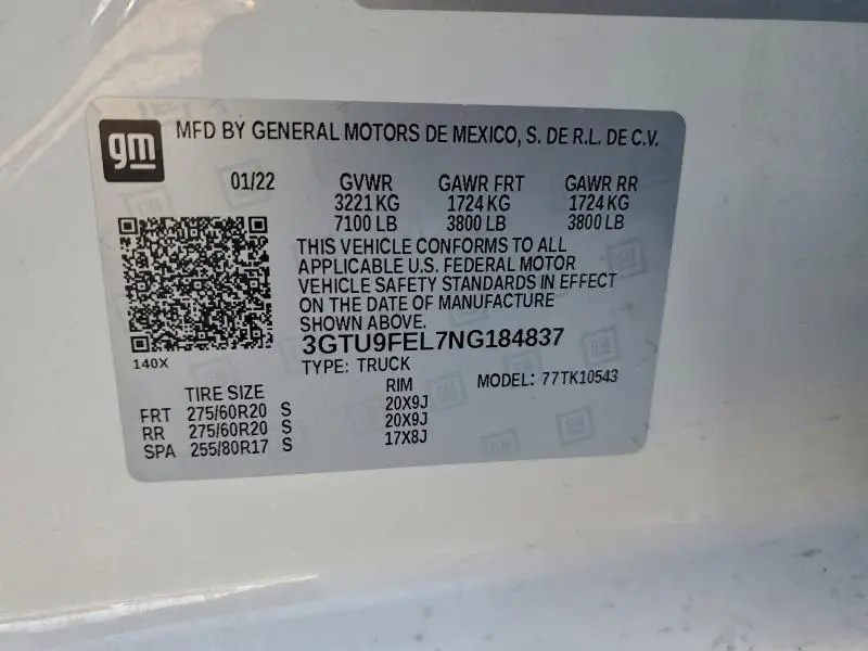 2022 GMC SIERRA LIMITED K1500 DENALI  