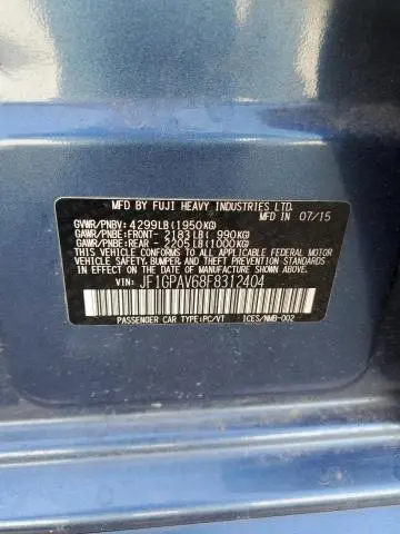 2015 SUBARU IMPREZA SPORT LIMITED  