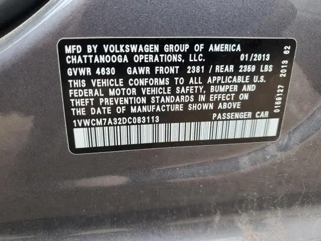 2013 VOLKSWAGEN PASSAT SEL  