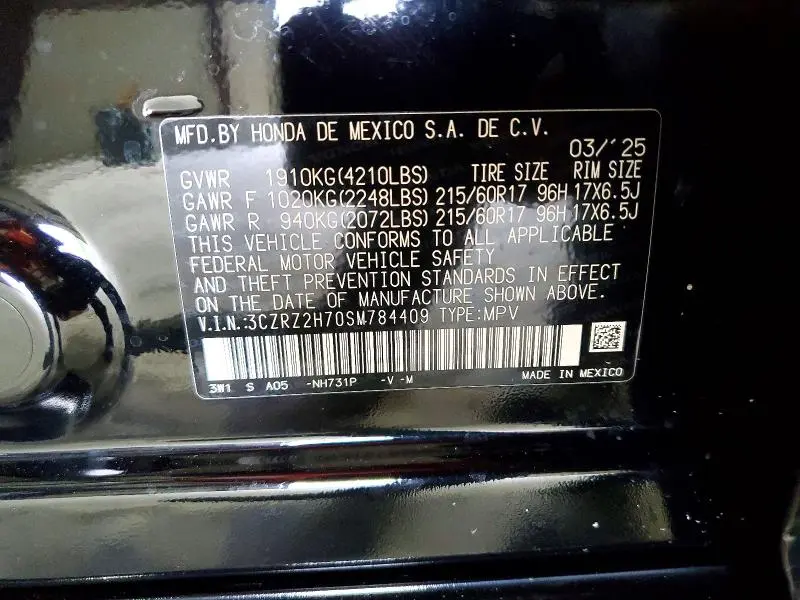 2025 HONDA HR-V EXL  