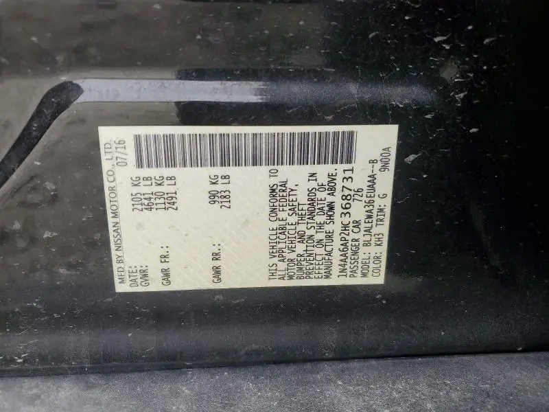 2017 NISSAN MAXIMA 3.5 SL  