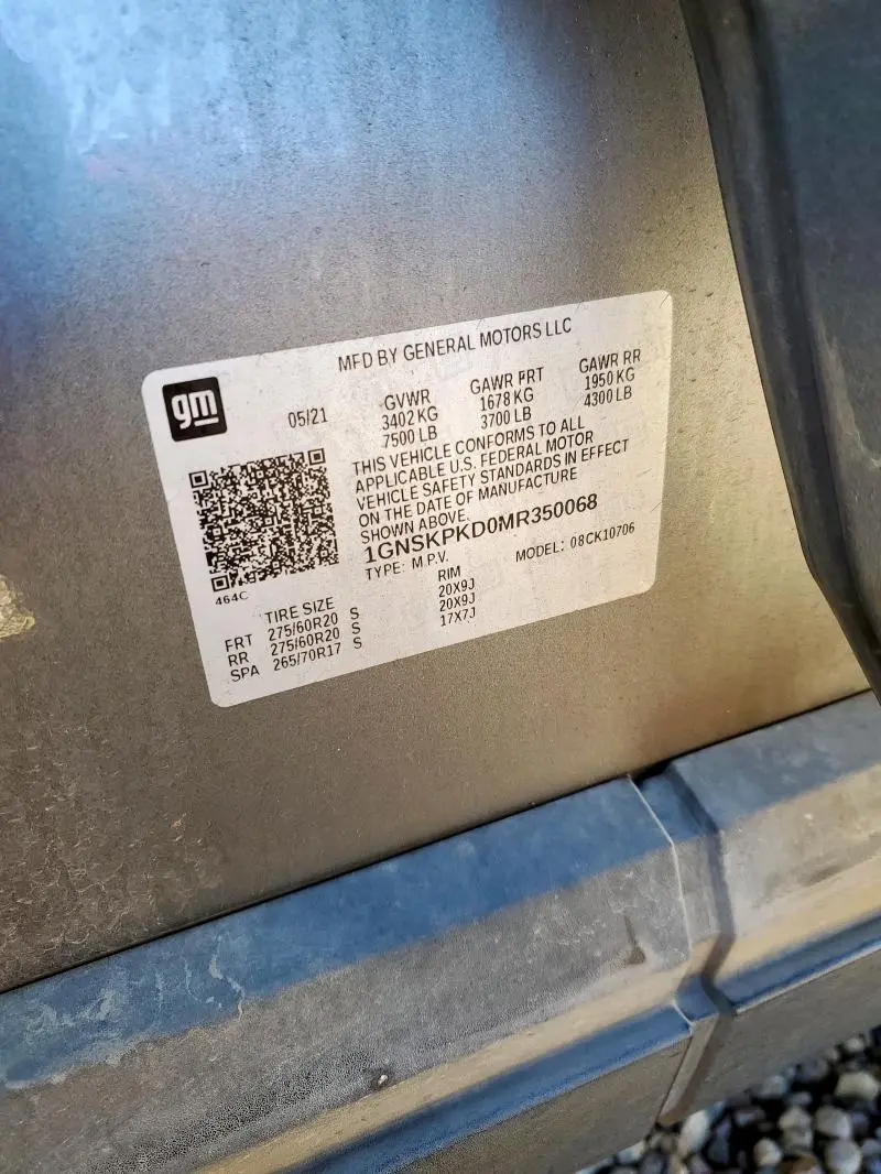 2021 CHEVROLET TAHOE K1500 Z71  