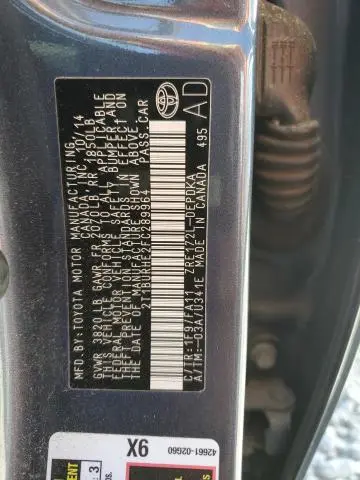 2015 TOYOTA COROLLA L  