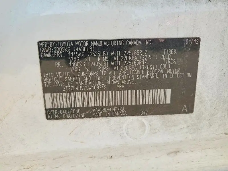 2012 TOYOTA RAV4 BASE  