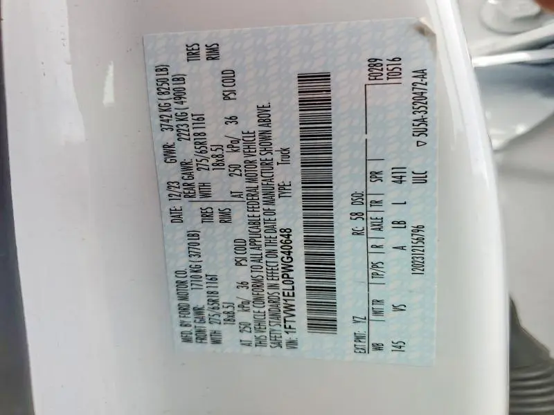 2023 FORD F150 LIGHTNING PRO  