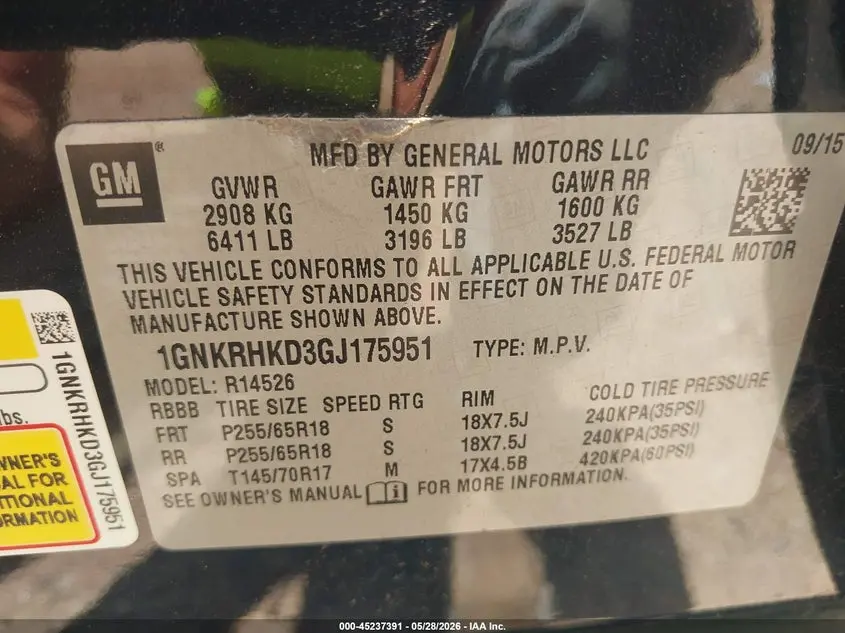 2016 CHEVROLET TRAVERSE 2LT