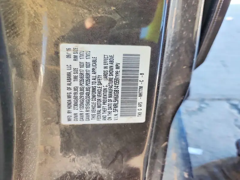 2016 HONDA ODYSSEY EXL  