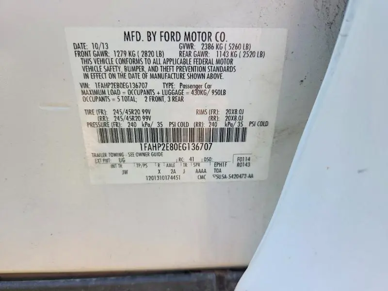 2014 FORD TAURUS SEL  