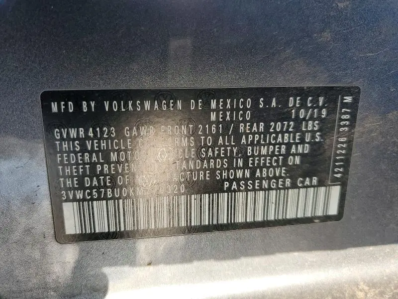 2019 VOLKSWAGEN JETTA S  