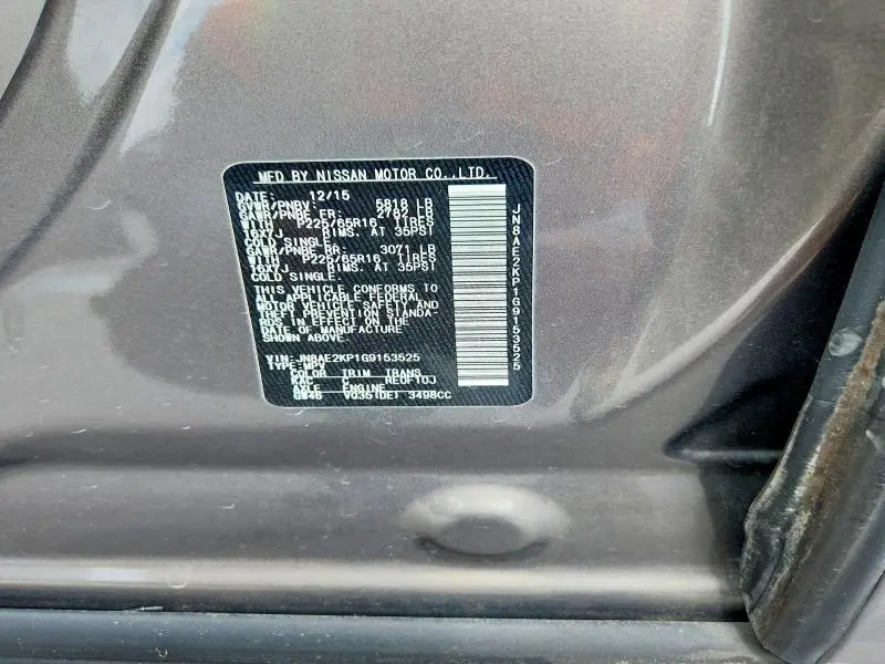 2016 NISSAN QUEST 3.5 SV  