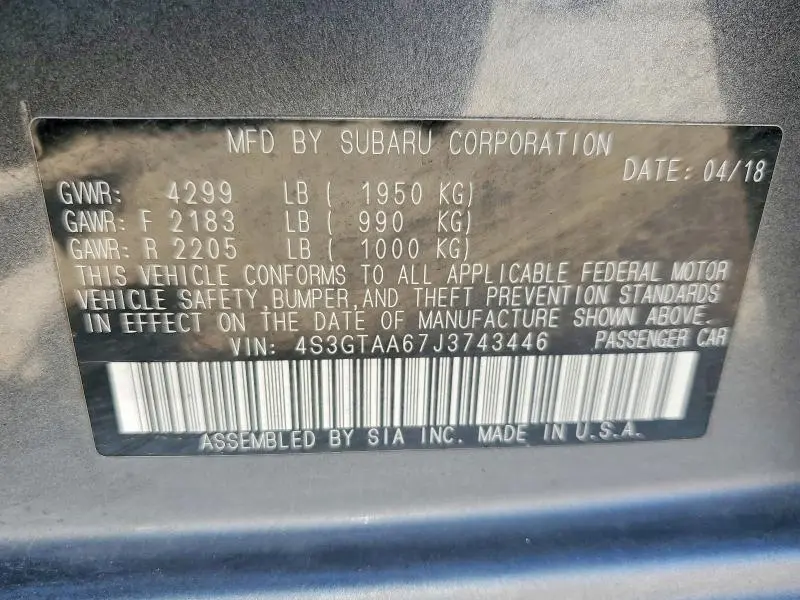 2018 SUBARU IMPREZA   