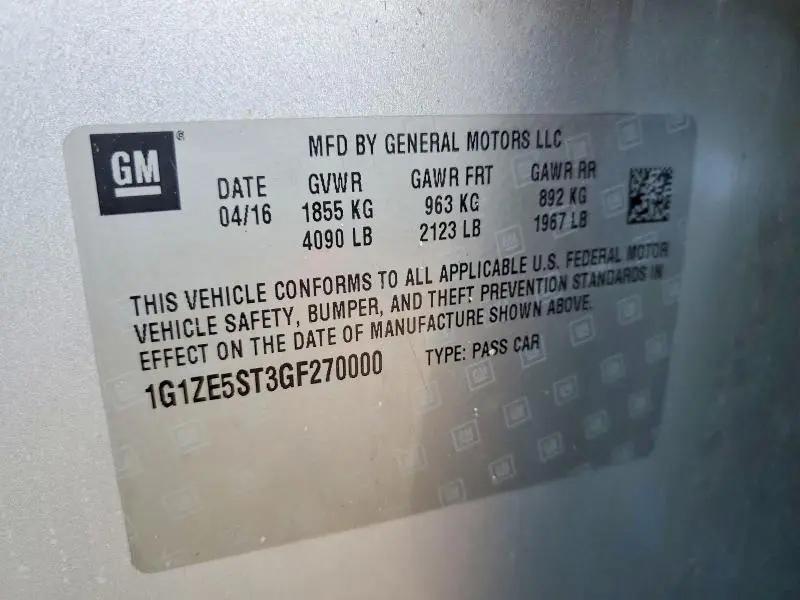 2016 CHEVROLET MALIBU LT  