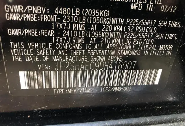 2013 SUBARU FORESTER LIMITED  