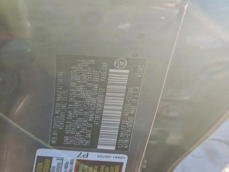 2015 TOYOTA CAMRY LE  