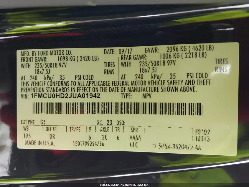 2018 FORD ESCAPE SEL