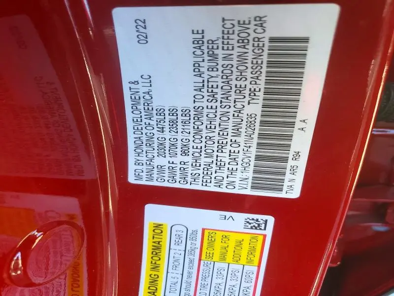 2022 HONDA ACCORD SPORT SE  