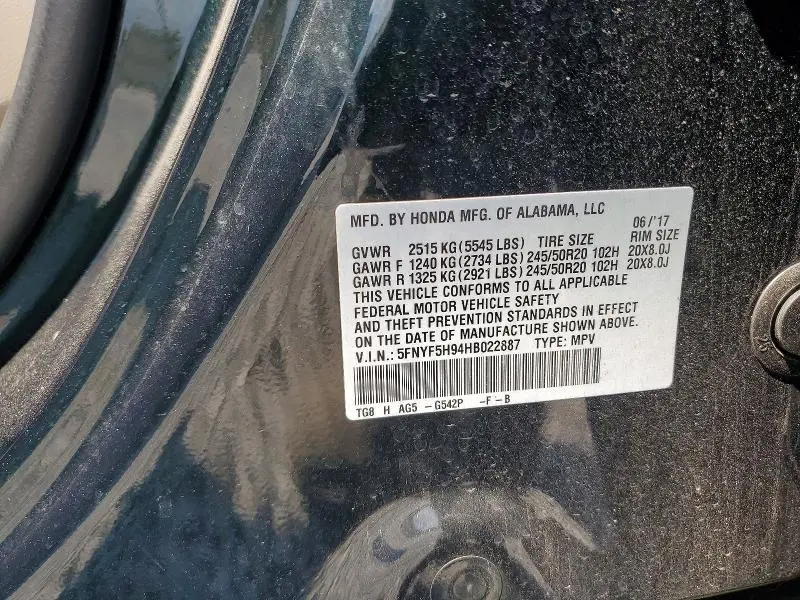 2017 HONDA PILOT TOURING  