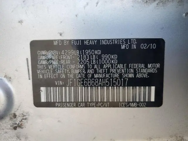 2010 SUBARU IMPREZA 2.5I PREMIUM  