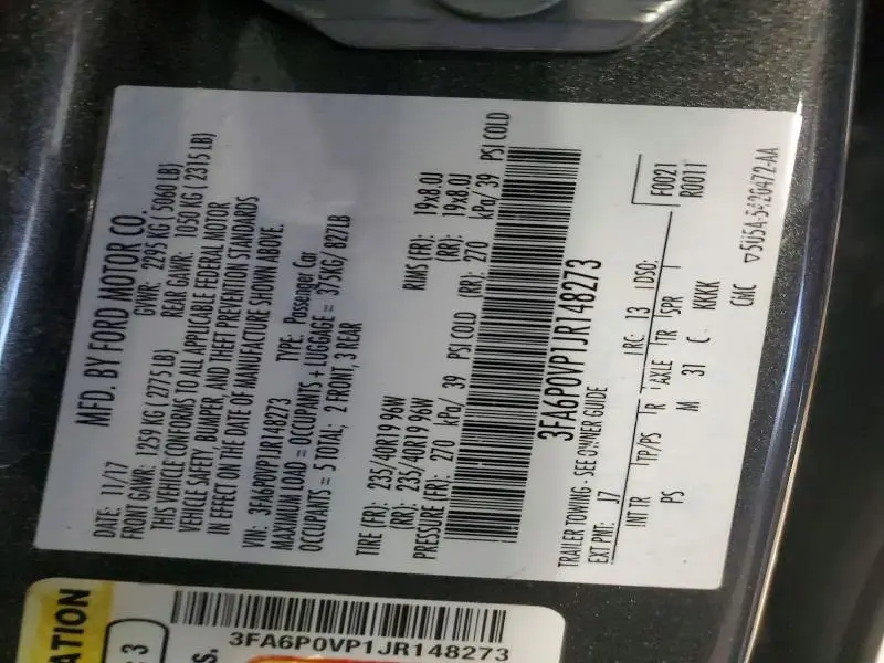 2018 FORD FUSION SPORT  