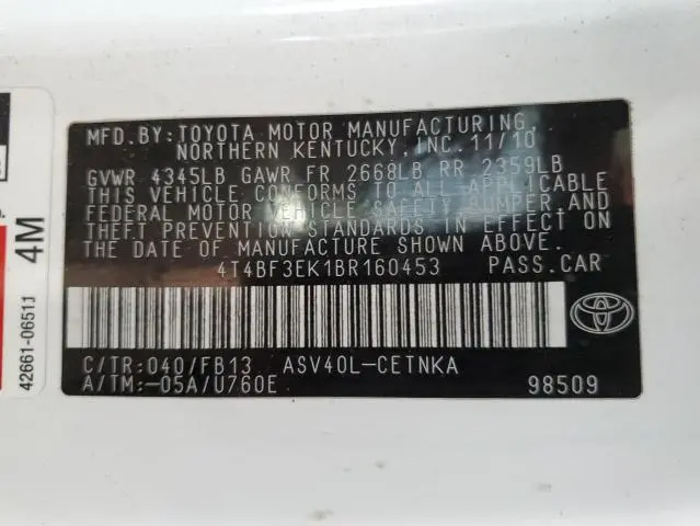 2011 TOYOTA CAMRY BASE  