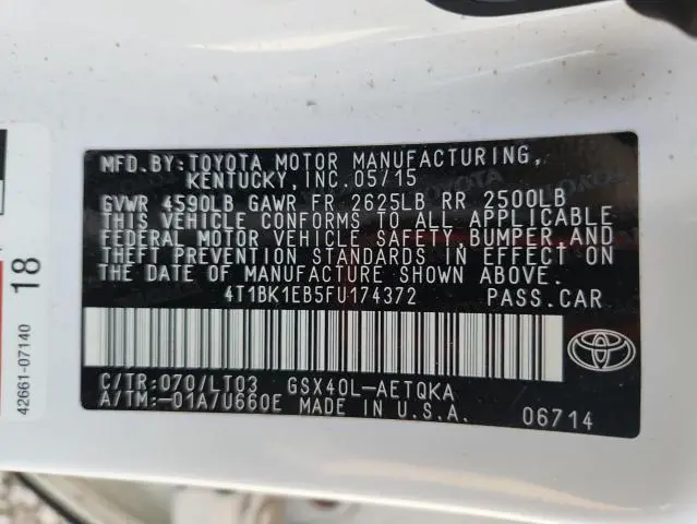 2015 TOYOTA AVALON XLE  