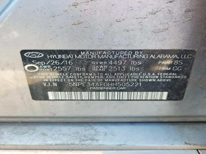 2017 HYUNDAI SONATA SPORT  