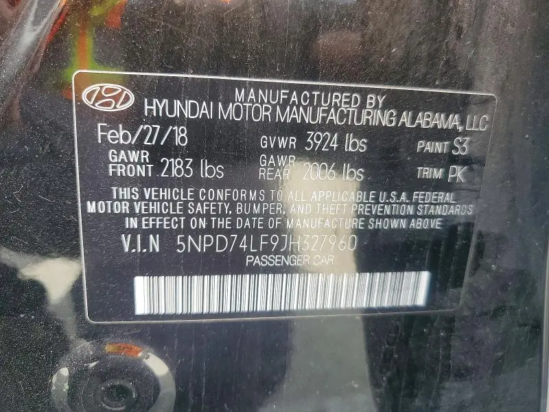 2018 HYUNDAI ELANTRA SE  