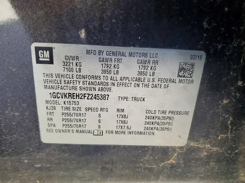 2015 CHEVROLET SILVERADO K1500 LT  