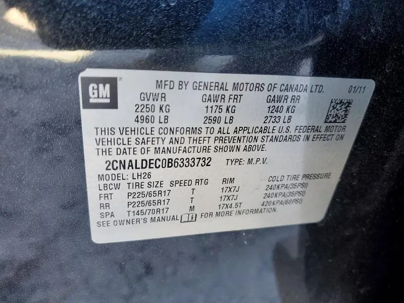 2011 CHEVROLET EQUINOX LT  