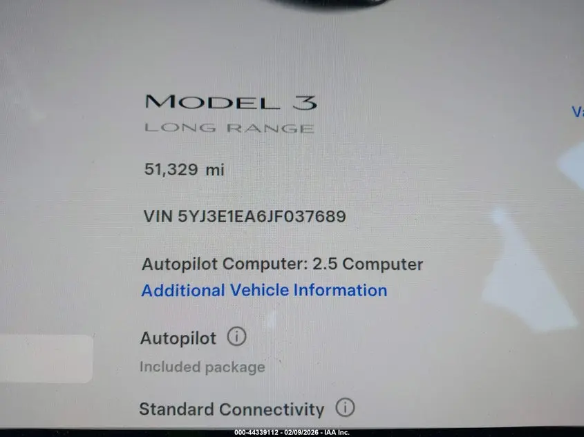 2018 TESLA MODEL 3 LONG RANGE/MID RANGE