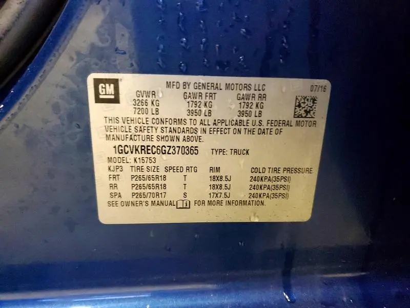 2016 CHEVROLET SILVERADO K1500 LT  