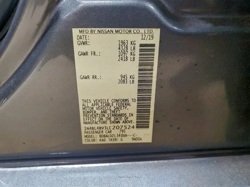 2020 NISSAN ALTIMA S  