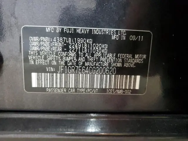 2012 SUBARU IMPREZA WRX  