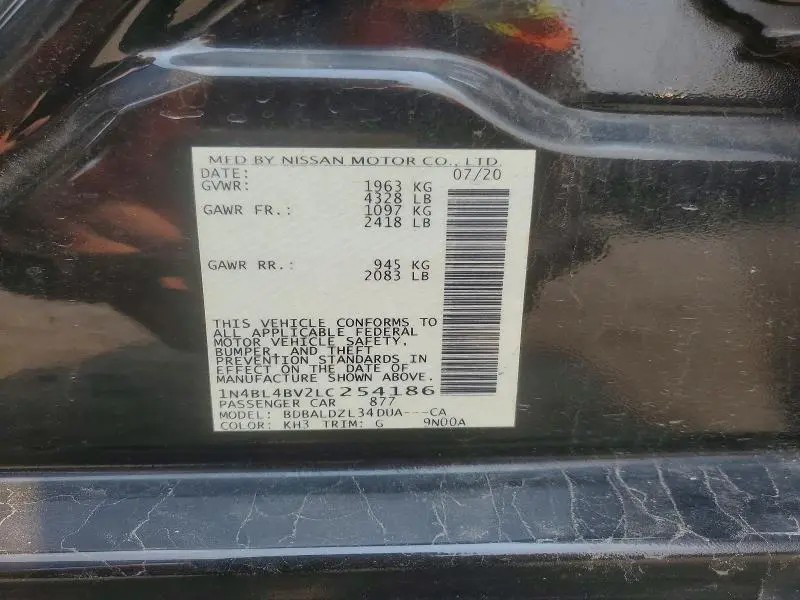 2020 NISSAN ALTIMA S  