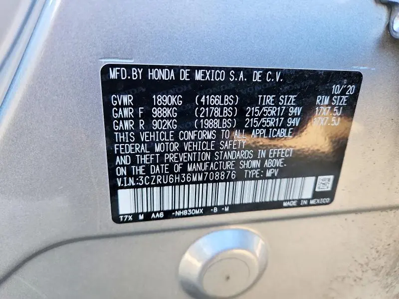 2021 HONDA HR-V LX  