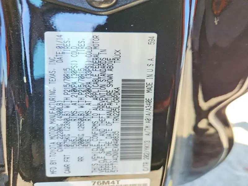 2014 TOYOTA TACOMA BASE  