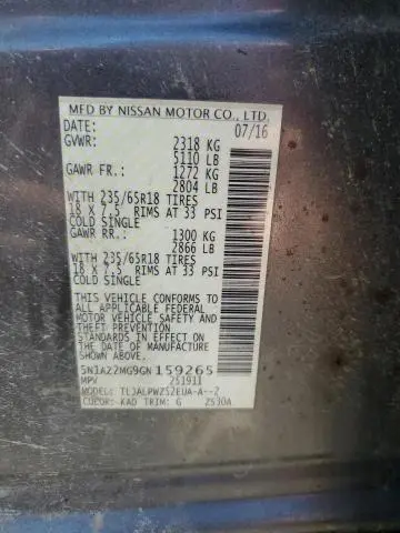 2016 NISSAN MURANO S  