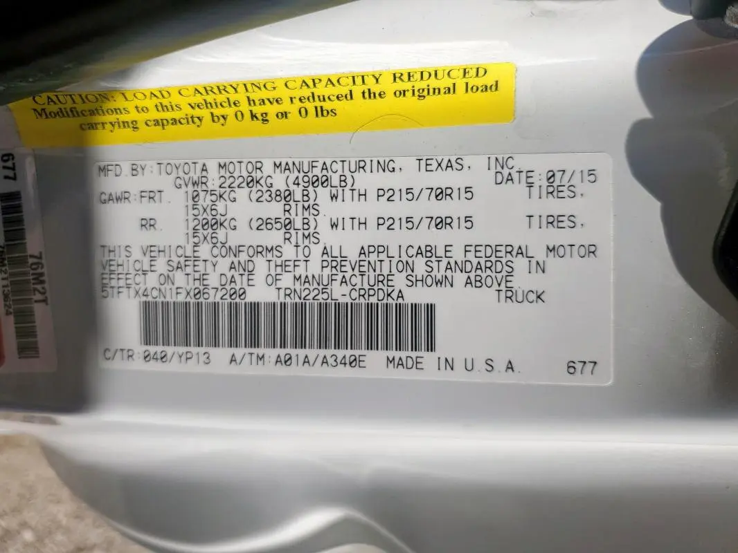 2015 TOYOTA TACOMA ACCESS CAB  