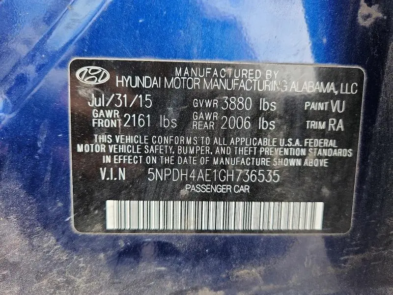 2016 HYUNDAI ELANTRA SE  