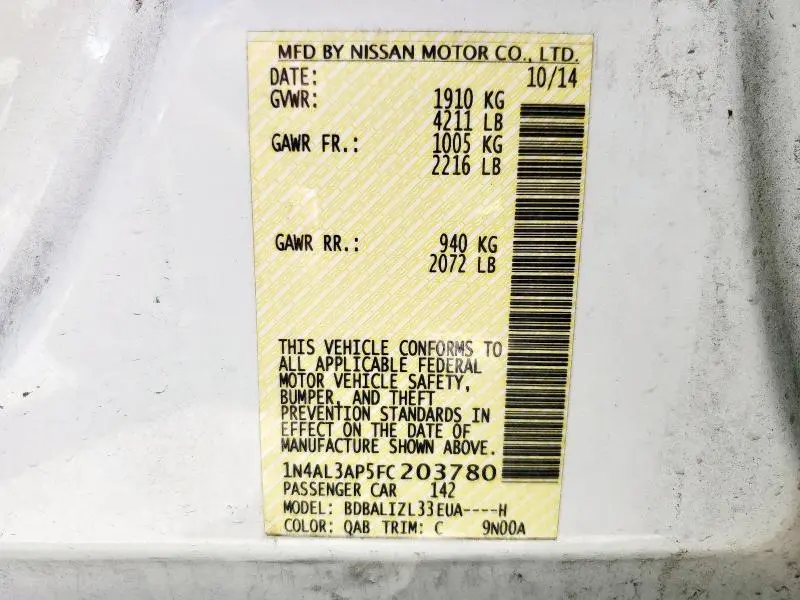2015 NISSAN ALTIMA 2.5
