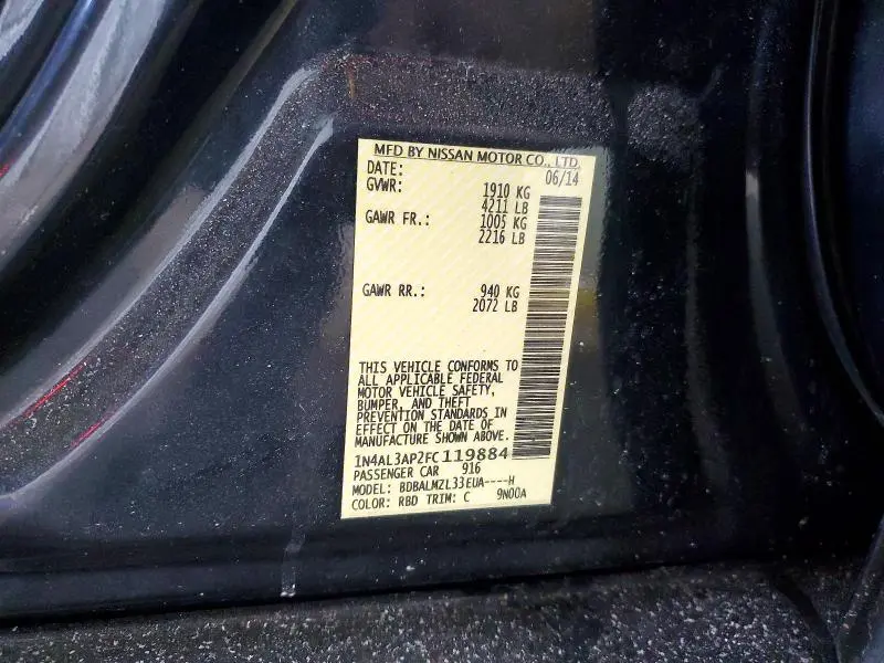 2015 NISSAN ALTIMA 2.5 SV  