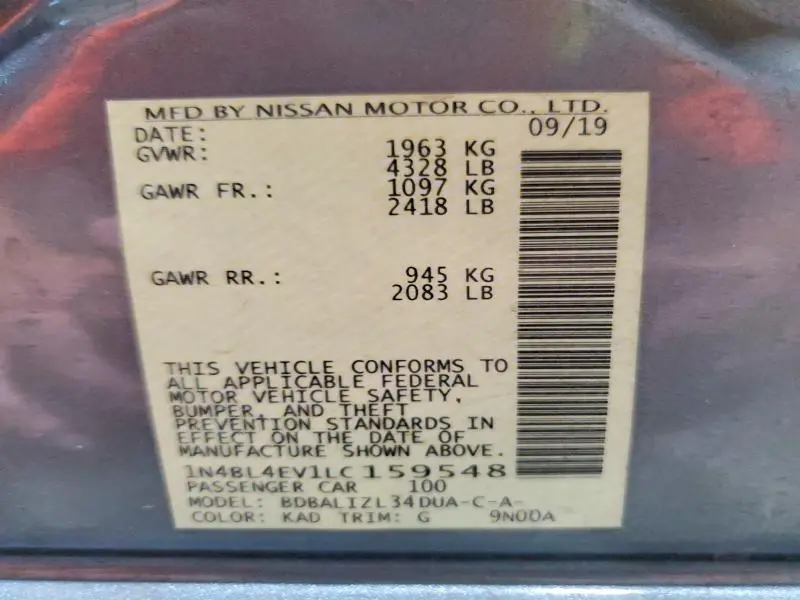 2020 NISSAN ALTIMA SL  