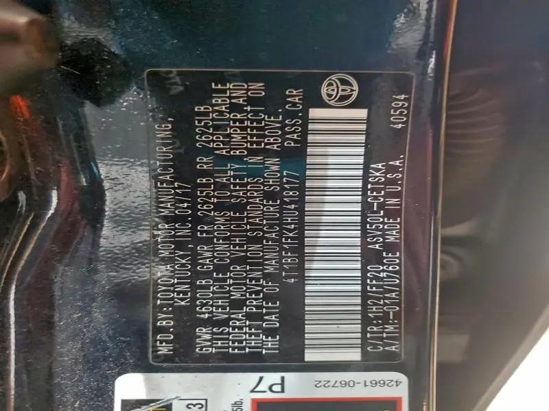 2017 TOYOTA CAMRY LE  