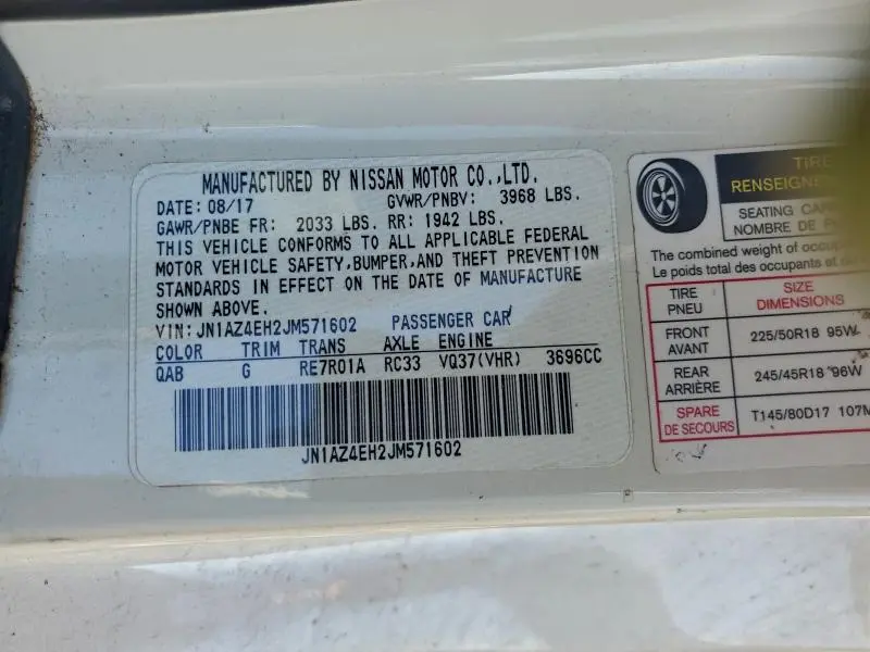 2018 NISSAN 370Z BASE  