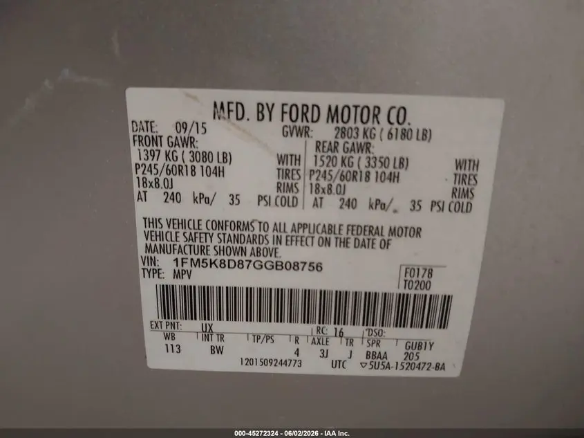 2016 FORD EXPLORER XLT