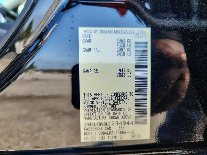 2020 NISSAN ALTIMA S  