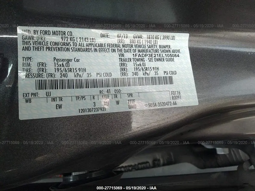 2014 FORD FOCUS S